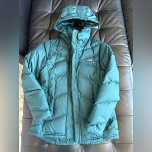 Patagonia Teal Hooded Puffer Coat